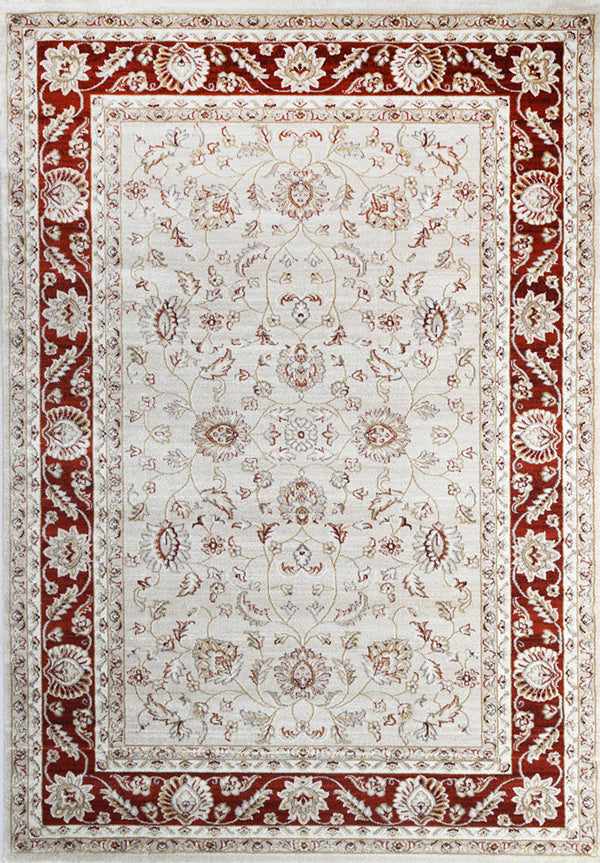 Prague Francesca Cream & Red Traditional Rug