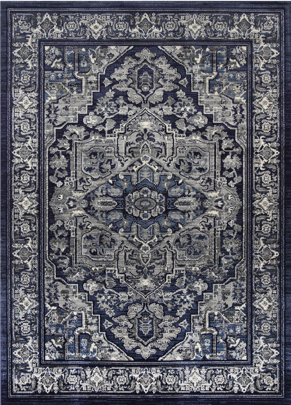 Arya Rosette Traditional Navy Rug