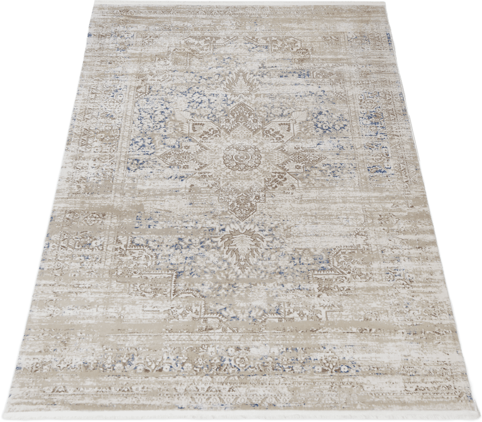 Bohemian Paradise Medallion Beige Blue Rug