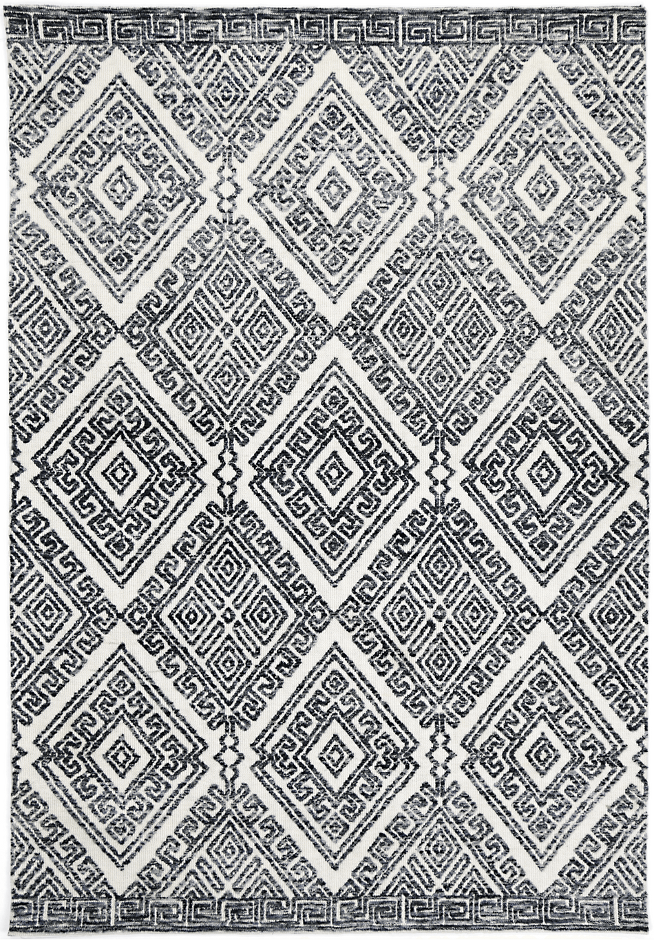 Amritsar Glenfalls Ivory Anthracite Tribal Rug