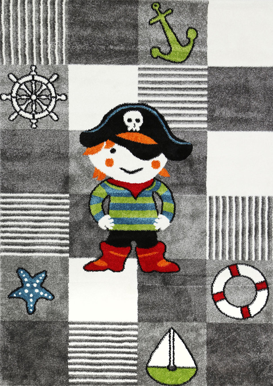 Pirate Party Grey Kids Rug