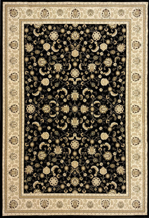 Isfahan Black Floral Traditional Rug