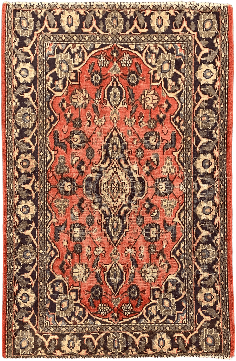 Vintage Kashan Rug - 198 cm x 130 cm