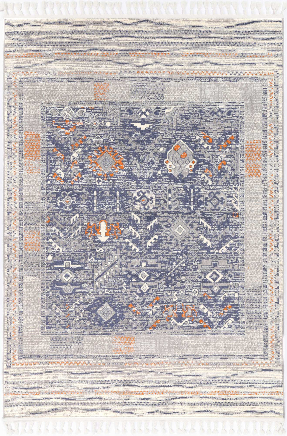 Santiago Blue & Cream Contemporary Designer Rug