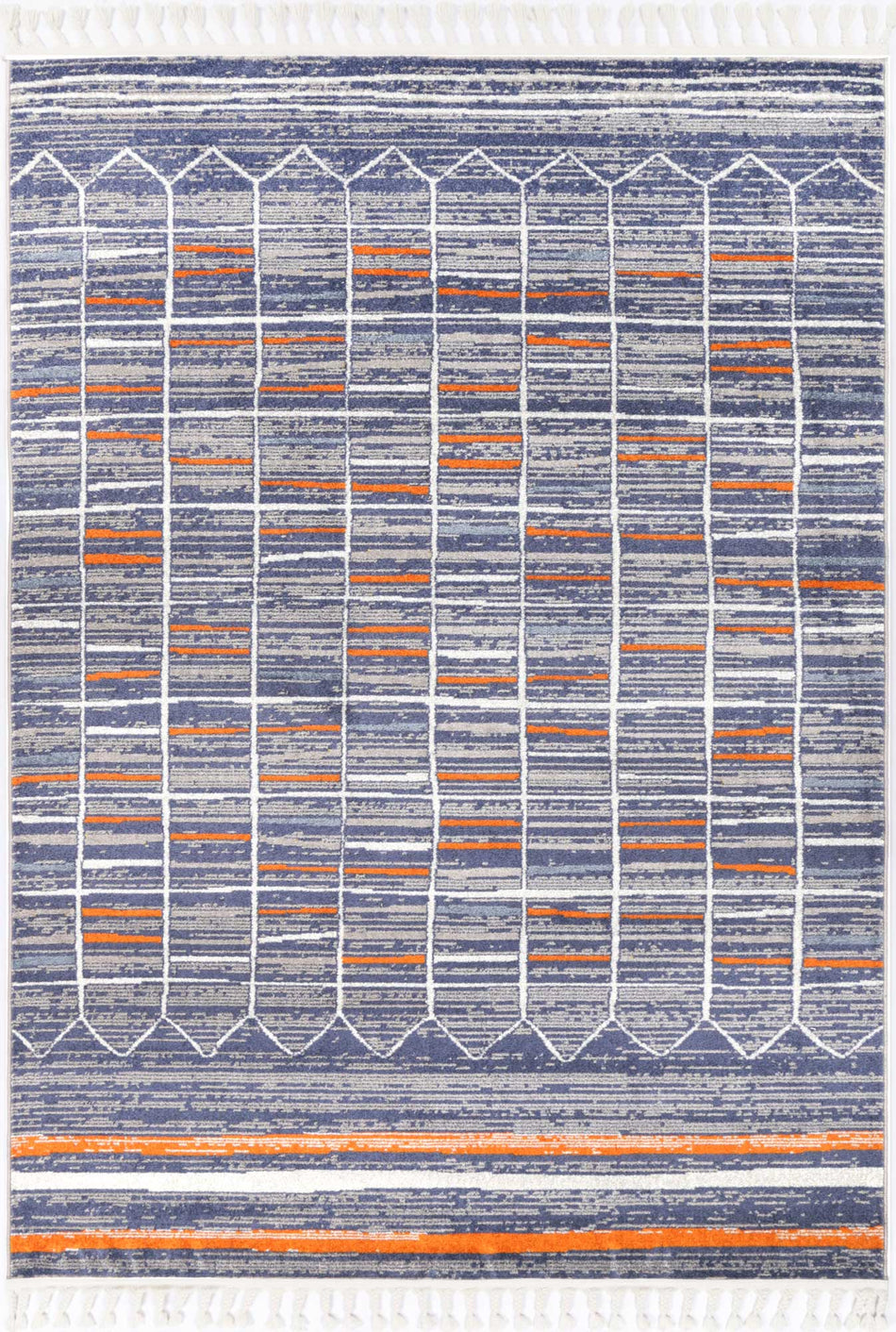 Talca Blue & Orange Contemporary Designer Rug