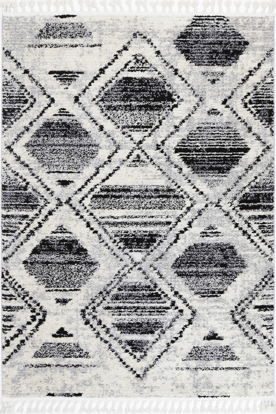 Mansour Diamond Black & White Geometric Rug