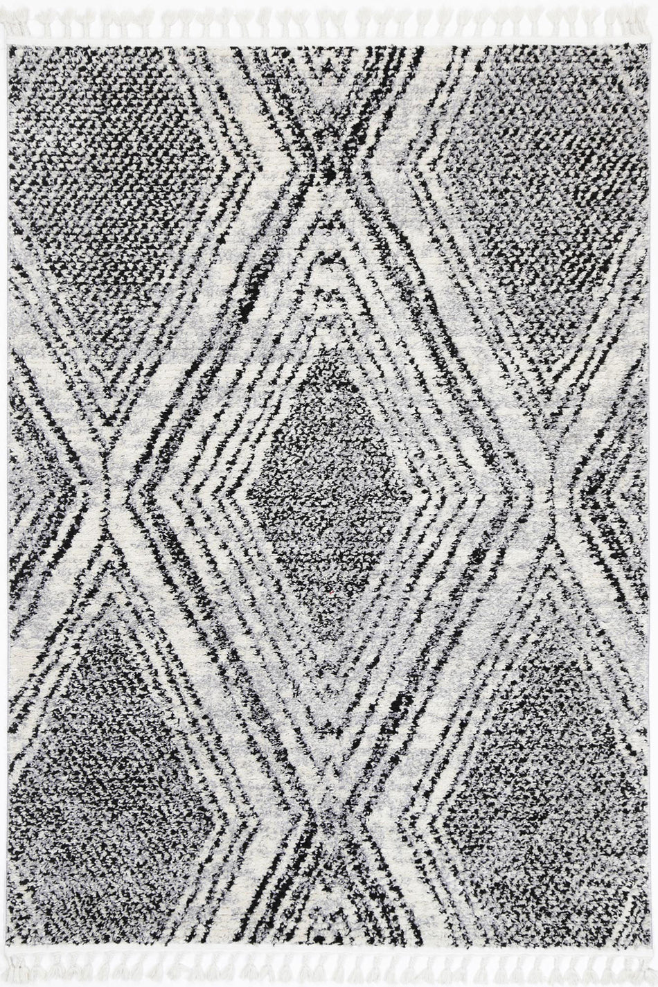 Mansour Harlequin Black & White Geometric Rug