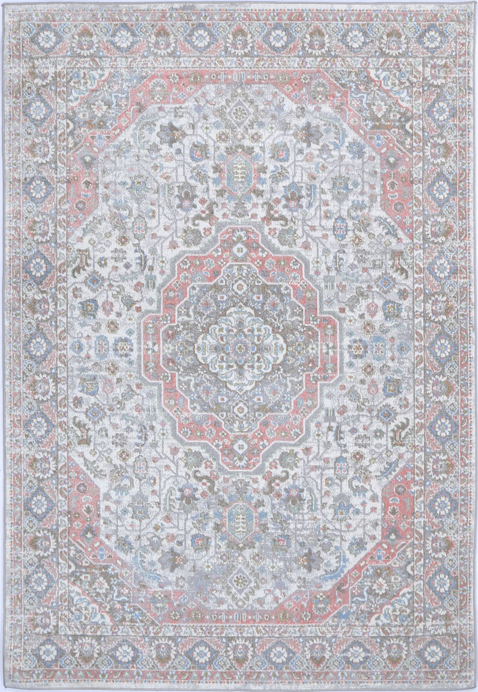 Oporto Bremen Blush & Blue Traditional Soft Rug