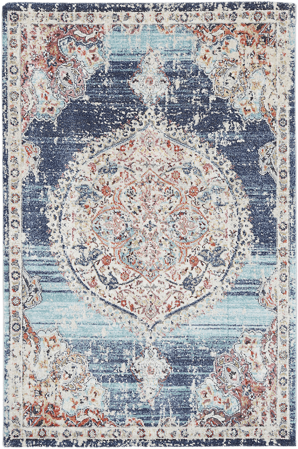 Salsa Hollow Medallion Transitional Navy & Multi Rug