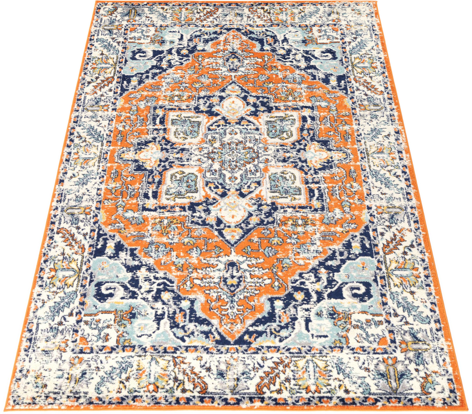 Sicily Messina Orange & Blue Transitional Rug