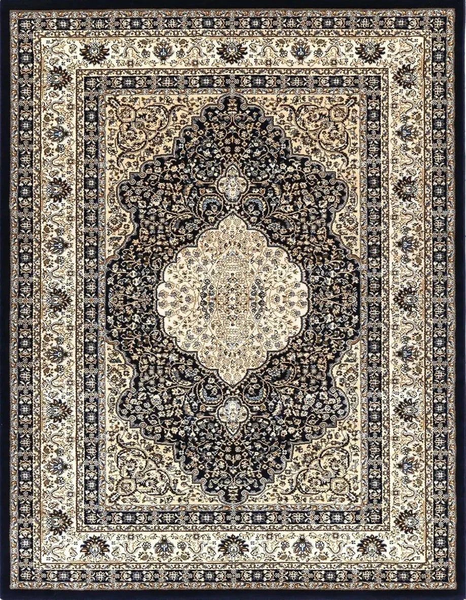 Suzani Navy Medallion Designer Rug