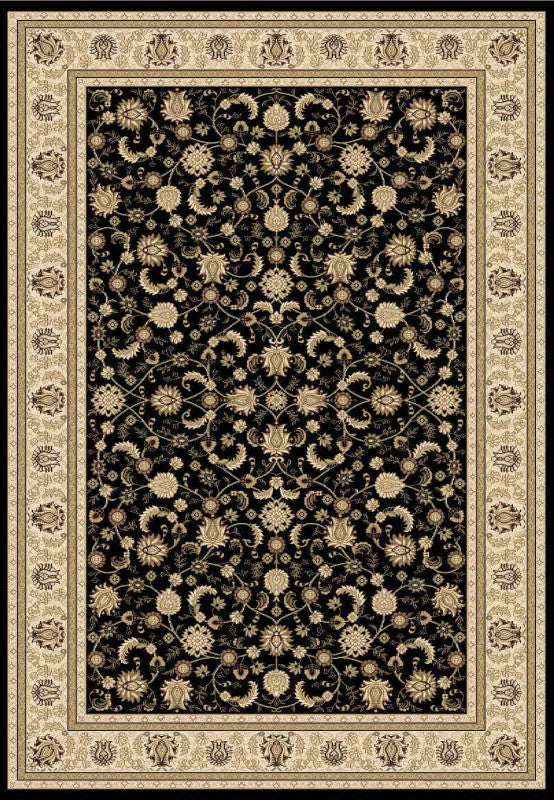 Isfahan Black Floral Traditional Rug