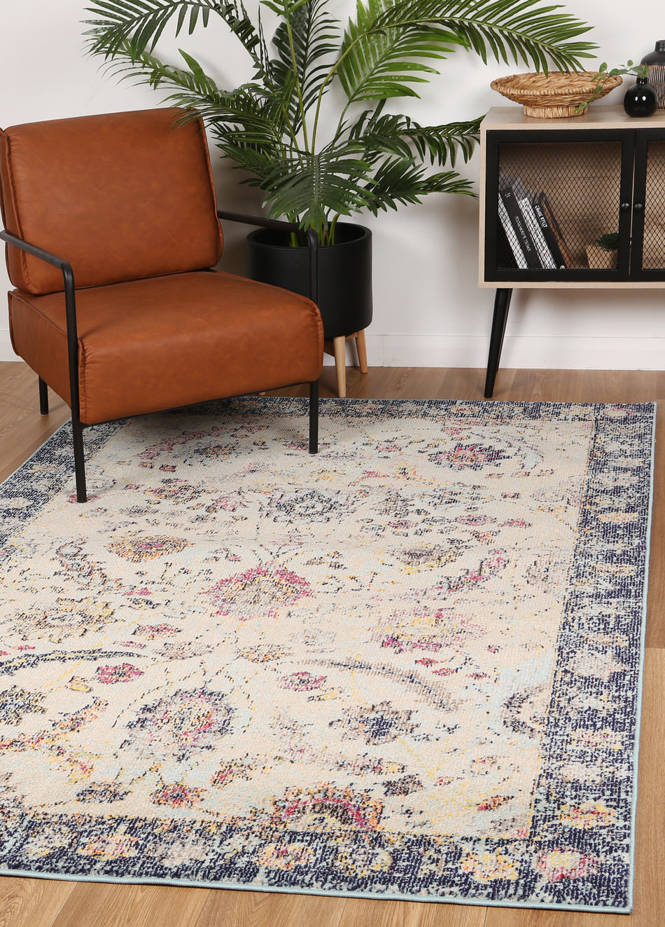 Tulin 11 Royal Cream and Navy Transitional Rug