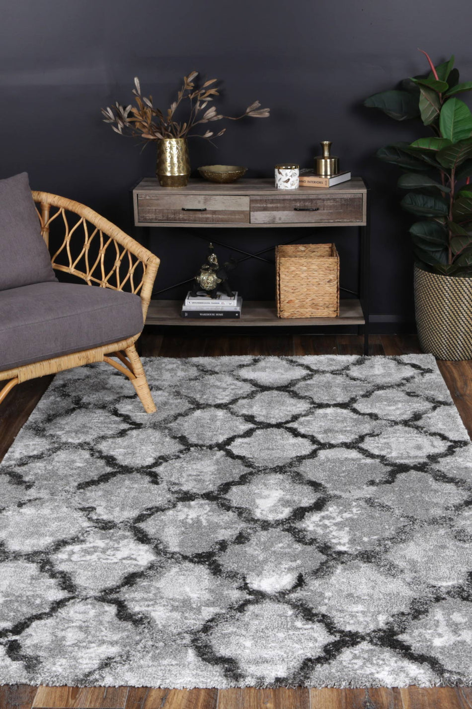 Century Valerius Grey Plush Designer Rug