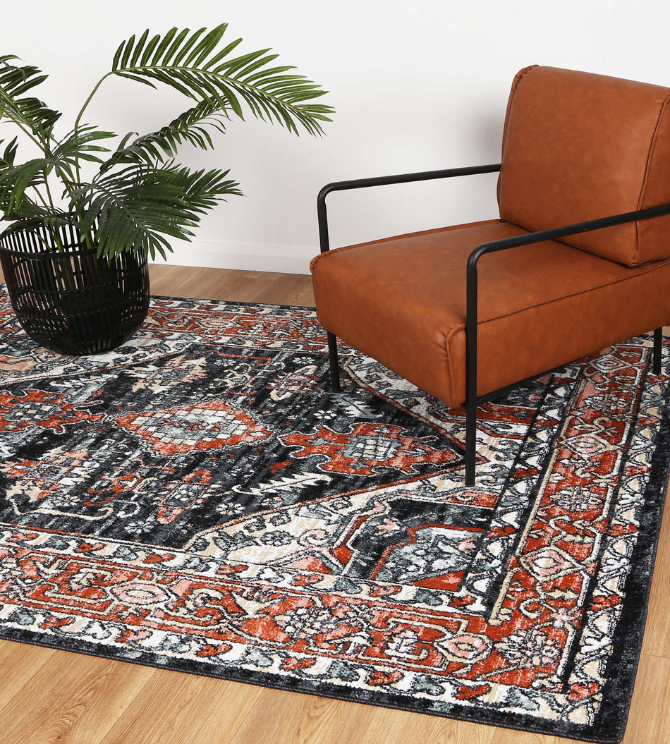 Estate Leoplda Traditional Black Designer Rug