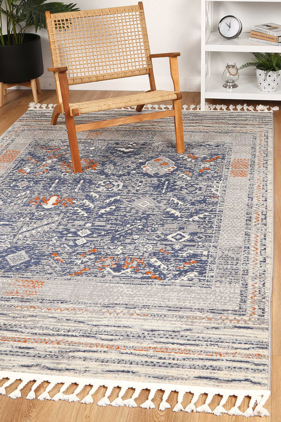 Santiago Blue & Cream Contemporary Designer Rug