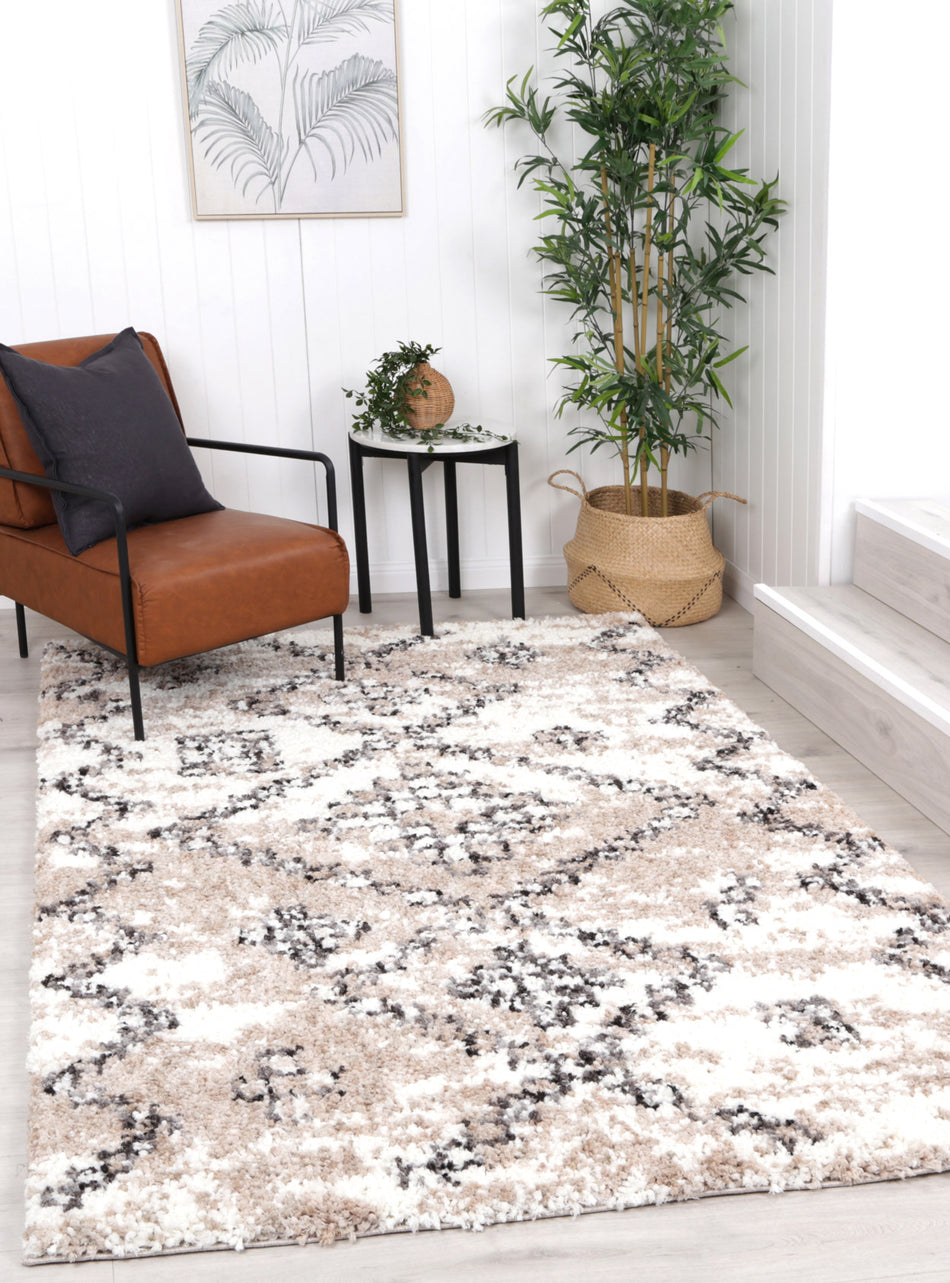 Shaggy Pile Moroccan Inspired Designer Rug